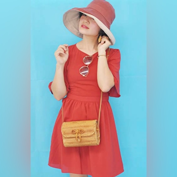 NWT Handwoven Wicker Crossbody Wallet Boho Purse - Picture 4 of 5